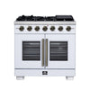 Forno Capriasca 36-Inch, White Freestanding French Door Gas Range with 6 Burners - FFSGS6460-36WHT