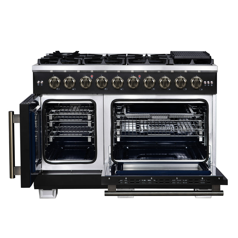 Load image into Gallery viewer, Forno Capriasca 48-Inch, Black Freestanding French Door Gas Range, 8 Burners, Convection Oven, Energy Efficient
