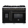 Forno Capriasca 48-Inch, Black Freestanding French Door Gas Range, 8 Burners, Convection Oven, Energy Efficient