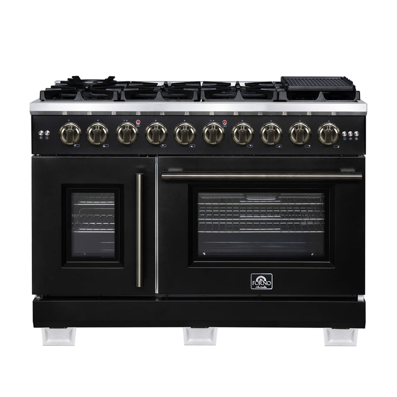 Load image into Gallery viewer, Forno Capriasca 48-Inch, Black Freestanding French Door Gas Range, 8 Burners, Convection Oven, Energy Efficient
