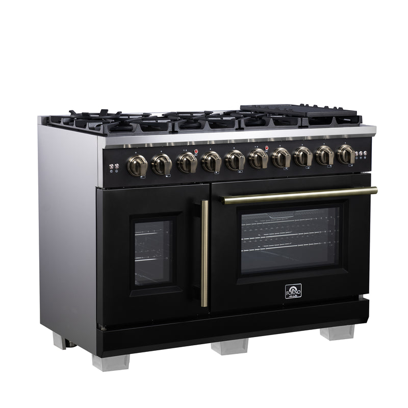 Load image into Gallery viewer, Forno Capriasca 48-Inch, Black Freestanding French Door Gas Range, 8 Burners, Convection Oven, Energy Efficient
