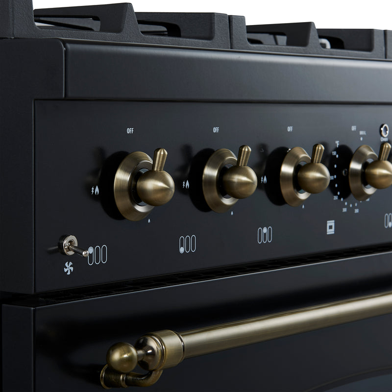 Load image into Gallery viewer, Forno Antico 36-Inch Freestanding Gas Range, Black, Antique Brass Design, 6 Burners, Convection Oven, Energy Efficient
