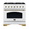 Forno Antico 36-Inch, White Freestanding Gas Range with 6 Burners - FFSGS6219-36WHT