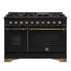 Forno Antico 48-Inch, Black Freestanding Gas Range with 8 Burners, Griddle, and Double Ovens - FFSGS6219-48BLK