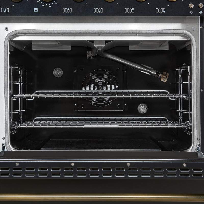 Load image into Gallery viewer, Forno Antico 48-Inch Freestanding Gas Range, Black, Antique Brass Design, 8 Burners, Griddle, Double Ovens, Energy Efficient
