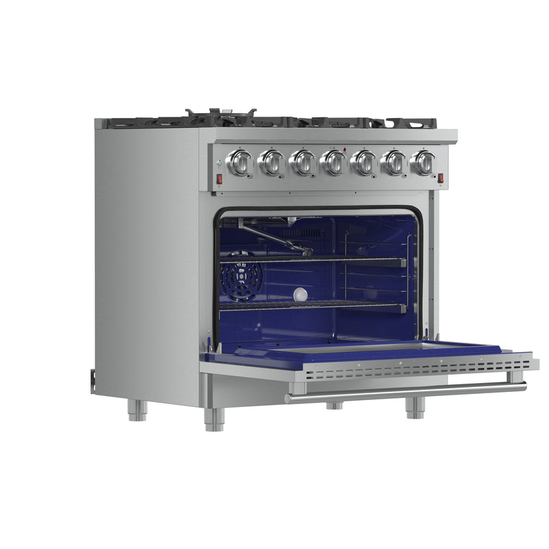 Load image into Gallery viewer, Forno Massimo 36-Inch Freestanding Gas Range, 6 Sealed Burners, Convection Oven, Energy Efficient
