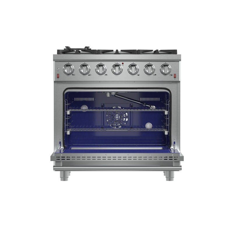 Load image into Gallery viewer, Forno Massimo 36-Inch Freestanding Gas Range, 6 Sealed Burners, Convection Oven, Energy Efficient

