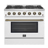 Forno Galiano 36-inch, White Gas Range with 6 Burners - FFSGS6244-36WHT