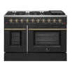 Forno Galiano 48-inch, Black Gas Range with 8 Burners and Double Ovens - FFSGS6244-48BLK