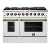 Forno Galiano 48-inch, White Gas Range with 8 Burners and Double Ovens - FFSGS6244-48WHT