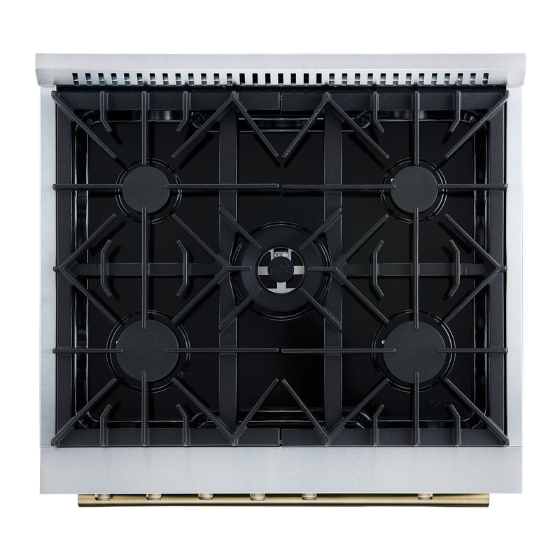 Load image into Gallery viewer, Giovanni 30-inch Gas Range White &amp; Antique Brass Design, 5 Burners 67,000 BTU, 4.32 cu.ft. Convection Oven

