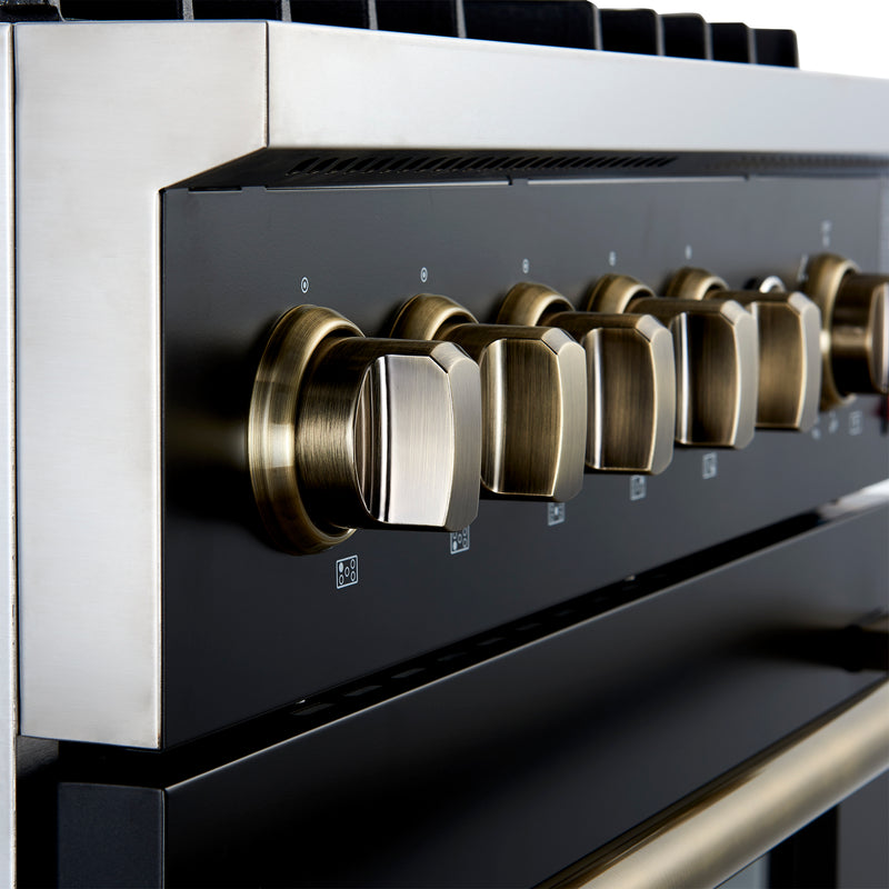 Load image into Gallery viewer, Giovanni 30-inch Gas Range Black &amp; Antique Brass Design, 5 Burners 67,000 BTU, 4.32 cu.ft. Convection Oven
