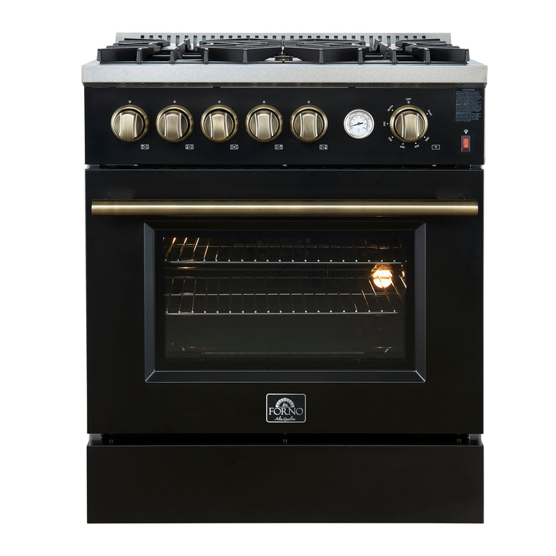 Load image into Gallery viewer, Giovanni 30-inch Gas Range Black &amp; Antique Brass Design, 5 Burners 67,000 BTU, 4.32 cu.ft. Convection Oven
