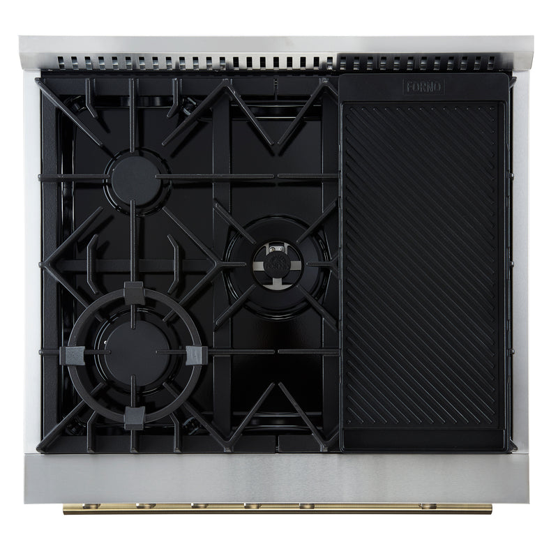 Load image into Gallery viewer, Giovanni 30-inch Gas Range White &amp; Antique Brass Design, 5 Burners 67,000 BTU, 4.32 cu.ft. Convection Oven
