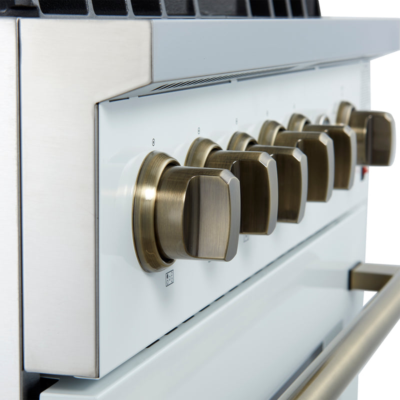 Load image into Gallery viewer, Giovanni 30-inch Gas Range White &amp; Antique Brass Design, 5 Burners 67,000 BTU, 4.32 cu.ft. Convection Oven
