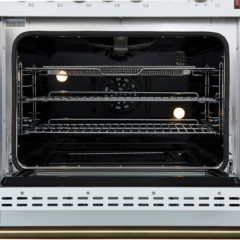 Load image into Gallery viewer, Giovanni 30-inch Gas Range White &amp; Antique Brass Design, 5 Burners 67,000 BTU, 4.32 cu.ft. Convection Oven
