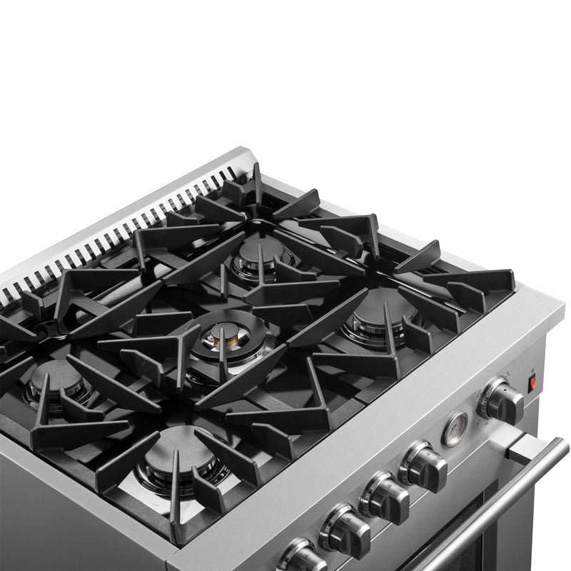 Load image into Gallery viewer, FORNO Giovanni 30-inch Gas Range Stainless Steel, 5 Burners 67,000 BTU, 4.32 cu.ft. Convection Oven
