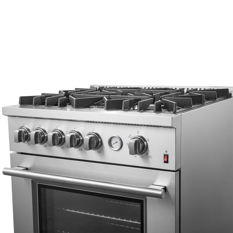Load image into Gallery viewer, FORNO Giovanni 30-inch Gas Range Stainless Steel, 5 Burners 67,000 BTU, 4.32 cu.ft. Convection Oven
