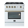 Forno Marco 30-inch, White Gas Range with 4 Burners - FFSGS6277-30WHT