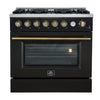 Forno Marco 36-Inch, Black Gas Range with 6 Burners - FFSGS6277-36BLK