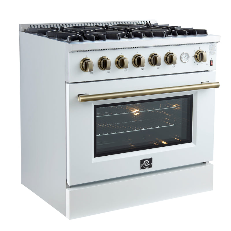 Load image into Gallery viewer, Marco 36-Inch Gas Range White &amp; Antique Brass Design, 6 Burners 67,000 BTU, 5.36 cu.ft. Convection Oven

