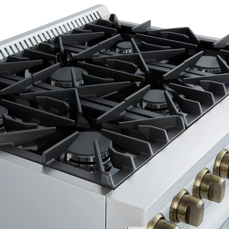 Load image into Gallery viewer, Marco 36-Inch Gas Range White &amp; Antique Brass Design, 6 Burners 67,000 BTU, 5.36 cu.ft. Convection Oven
