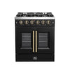 Forno Galiano 30-inch, Black French Door Gas Range with 5 Sealed Burners - FFSGS6444-30BLK