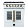 Forno Galiano 30-inch, White French Door Gas Range with 5 Burners - FFSGS6444-30WHT