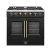 Forno Galiano 36-inch, Black French Door Gas Range with 6 Sealed Burners - FFSGS6444-36BLK