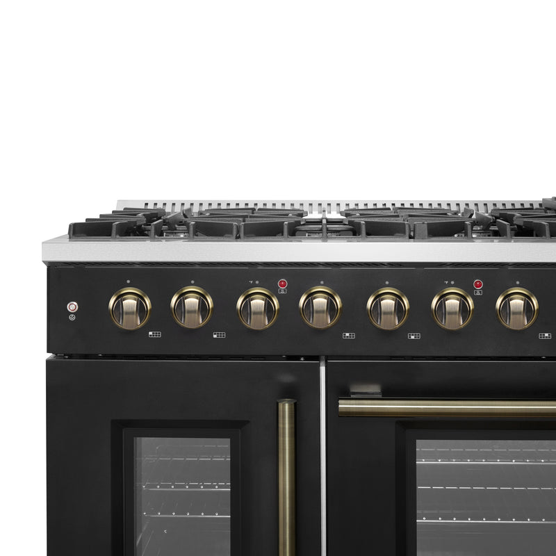 Load image into Gallery viewer, Forno Galiano 48&quot; Freestanding French Door Gas Range in Black
