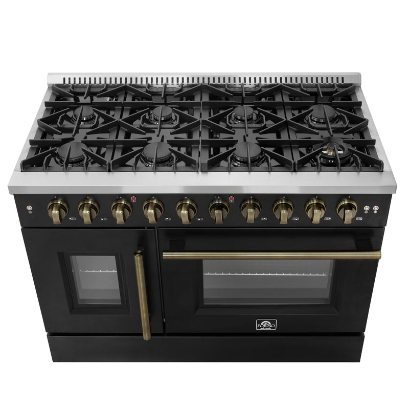 Load image into Gallery viewer, Forno Galiano 48&quot; Freestanding French Door Gas Range in Black
