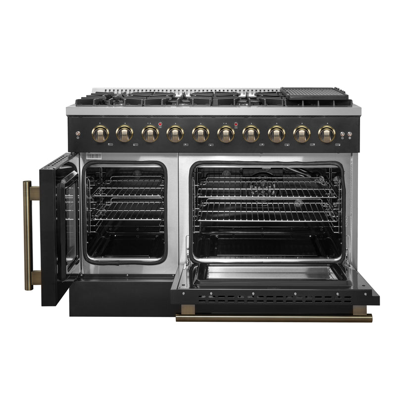 Load image into Gallery viewer, Forno Galiano 48&quot; Freestanding French Door Gas Range in Black
