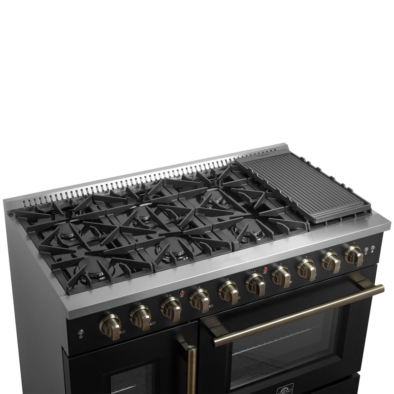 Load image into Gallery viewer, Forno Galiano 48&quot; Freestanding French Door Gas Range in Black
