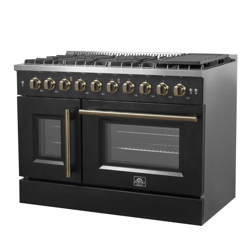 Load image into Gallery viewer, Forno Galiano 48&quot; Freestanding French Door Gas Range in Black
