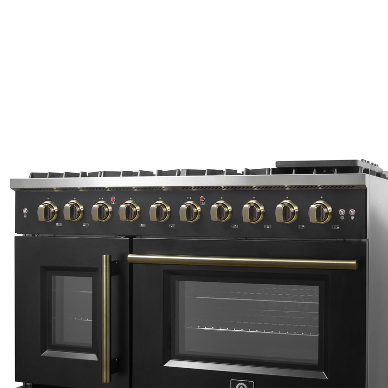 Load image into Gallery viewer, Forno Galiano 48&quot; Freestanding French Door Gas Range in Black

