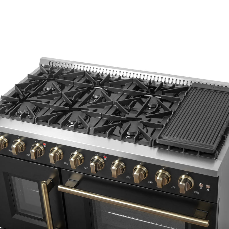 Load image into Gallery viewer, Forno Galiano 48&quot; Freestanding French Door Gas Range in Black
