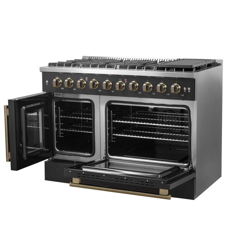 Load image into Gallery viewer, Forno Galiano 48&quot; Freestanding French Door Gas Range in Black
