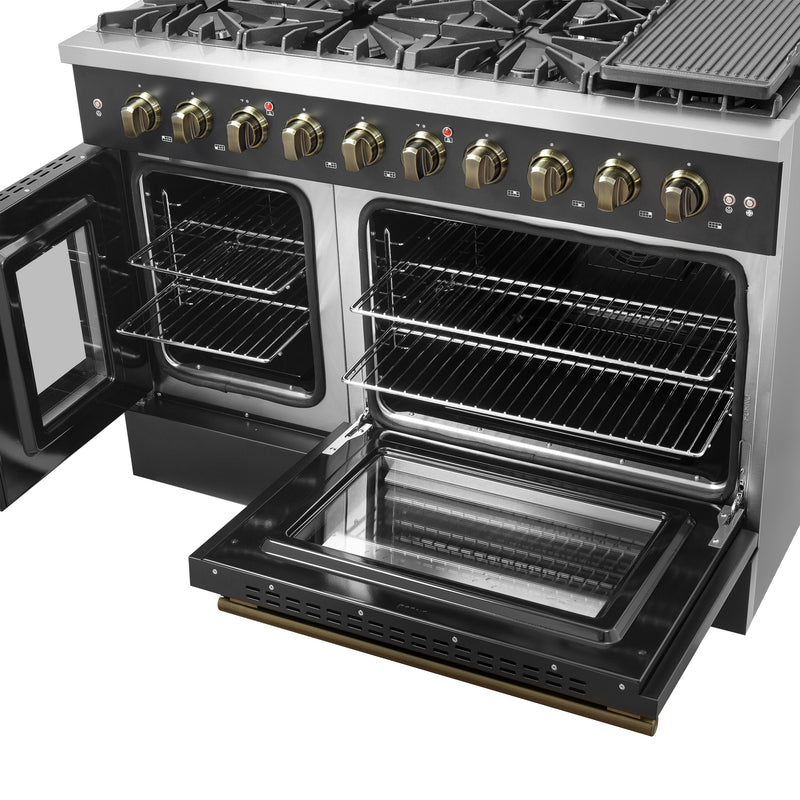 Load image into Gallery viewer, Forno Galiano 48&quot; Freestanding French Door Gas Range in Black

