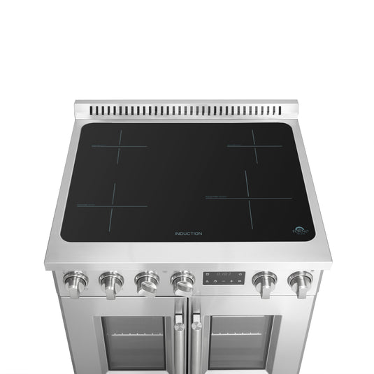 Forno Torino 30 Inch, Stainless Steel French Door Induction Range with Air Fryer - FFSIN0950-30