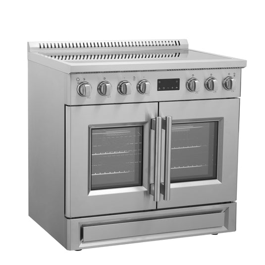 Forno Torino 36 Inch, Stainless Steel French Door Induction Range with Air Fryer - FFSIN0950-36