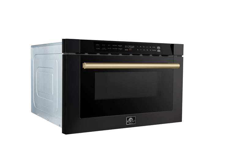 Load image into Gallery viewer, Forno Capoliveri Espresso 24-Inch Microwave Drawer, Black, 1.2 cu.ft, 1000 Watts, Built-In, Touch Control LCD Display, Auto-Touch Open/Close, 11 Power Levels, Sensor Cooking
