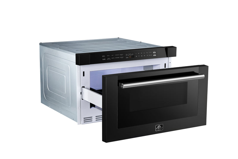 Load image into Gallery viewer, Forno Capoliveri Espresso 24-Inch Microwave Drawer, Black, 1.2 cu.ft, 1000 Watts, Built-In, Touch Control LCD Display, Auto-Touch Open/Close, 11 Power Levels, Sensor Cooking
