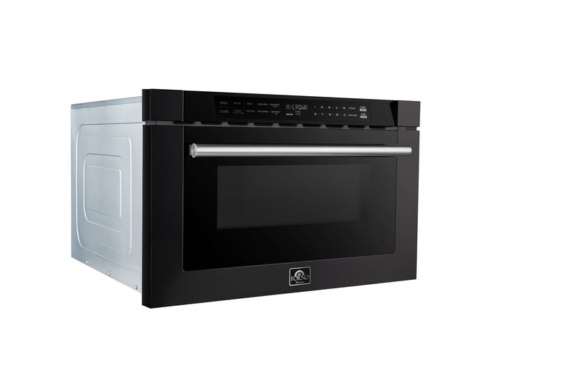 Load image into Gallery viewer, Forno Capoliveri Espresso 24-Inch Microwave Drawer, Black, 1.2 cu.ft, 1000 Watts, Built-In, Touch Control LCD Display, Auto-Touch Open/Close, 11 Power Levels, Sensor Cooking

