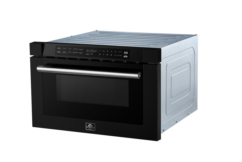 Load image into Gallery viewer, Forno Capoliveri Espresso 24-Inch Microwave Drawer, Black, 1.2 cu.ft, 1000 Watts, Built-In, Touch Control LCD Display, Auto-Touch Open/Close, 11 Power Levels, Sensor Cooking
