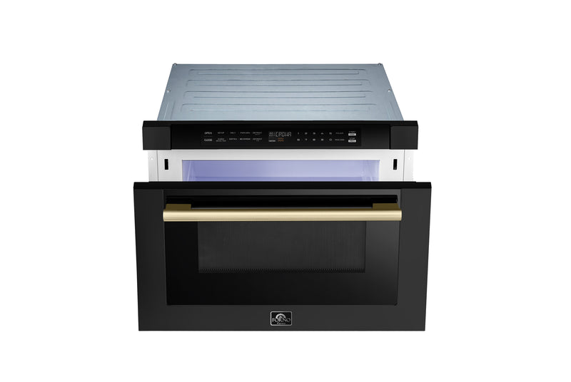 Load image into Gallery viewer, Forno Capoliveri Espresso 24-Inch Microwave Drawer, Black, 1.2 cu.ft, 1000 Watts, Built-In, Touch Control LCD Display, Auto-Touch Open/Close, 11 Power Levels, Sensor Cooking
