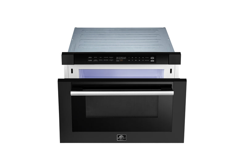 Load image into Gallery viewer, Forno Capoliveri Espresso 24-Inch Microwave Drawer, Black, 1.2 cu.ft, 1000 Watts, Built-In, Touch Control LCD Display, Auto-Touch Open/Close, 11 Power Levels, Sensor Cooking
