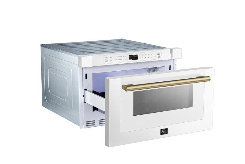 Load image into Gallery viewer, Forno Capoliveri Espresso 24-Inch Microwave Drawer, White, 1.2 cu.ft, 1000 Watts, Built-In, Touch Control LCD Display, Auto-Touch Open/Close, 11 Power Levels, Sensor Cooking
