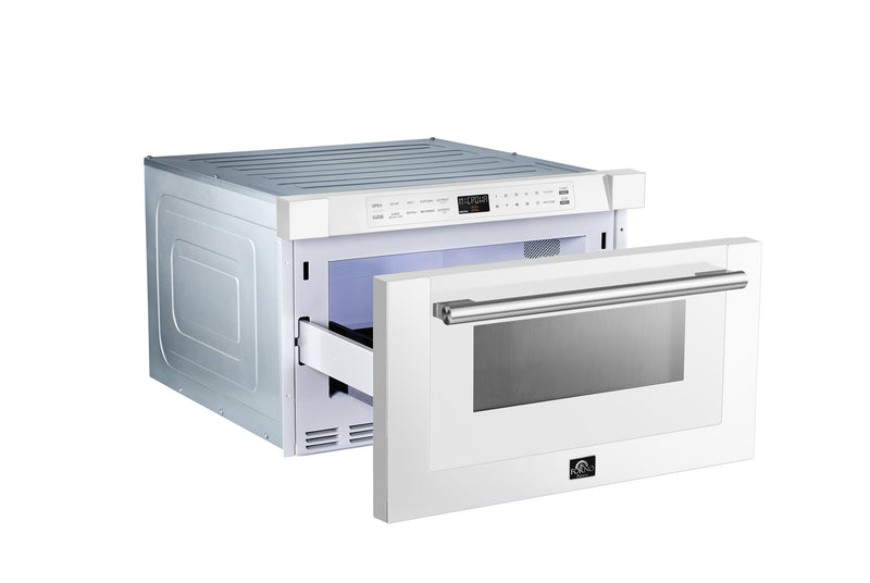 Load image into Gallery viewer, Forno Capoliveri Espresso 24-Inch Microwave Drawer, White, 1.2 cu.ft, 1000 Watts, Built-In, Touch Control LCD Display, Auto-Touch Open/Close, 11 Power Levels, Sensor Cooking
