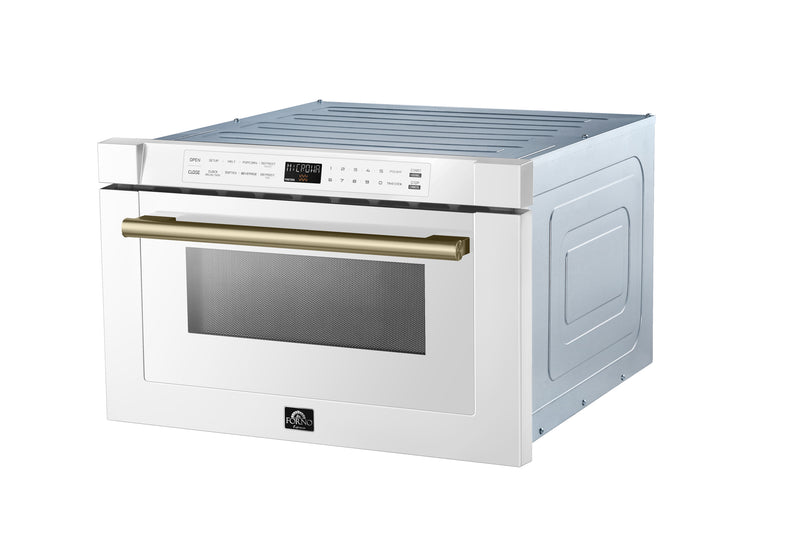 Load image into Gallery viewer, Forno Capoliveri Espresso 24-Inch Microwave Drawer, White, 1.2 cu.ft, 1000 Watts, Built-In, Touch Control LCD Display, Auto-Touch Open/Close, 11 Power Levels, Sensor Cooking
