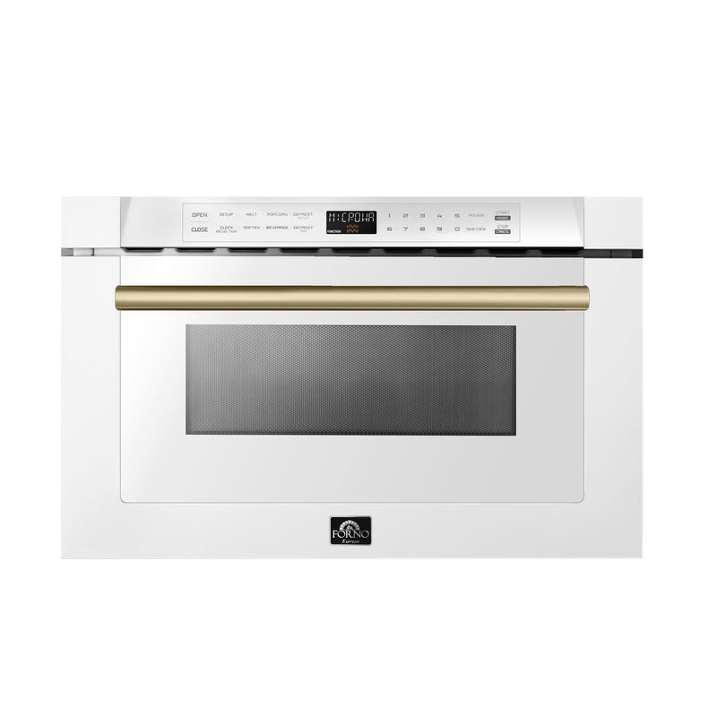 Load image into Gallery viewer, Forno Capoliveri Espresso 24-Inch Microwave Drawer, White, 1.2 cu.ft, 1000 Watts, Built-In, Touch Control LCD Display, Auto-Touch Open/Close, 11 Power Levels, Sensor Cooking
